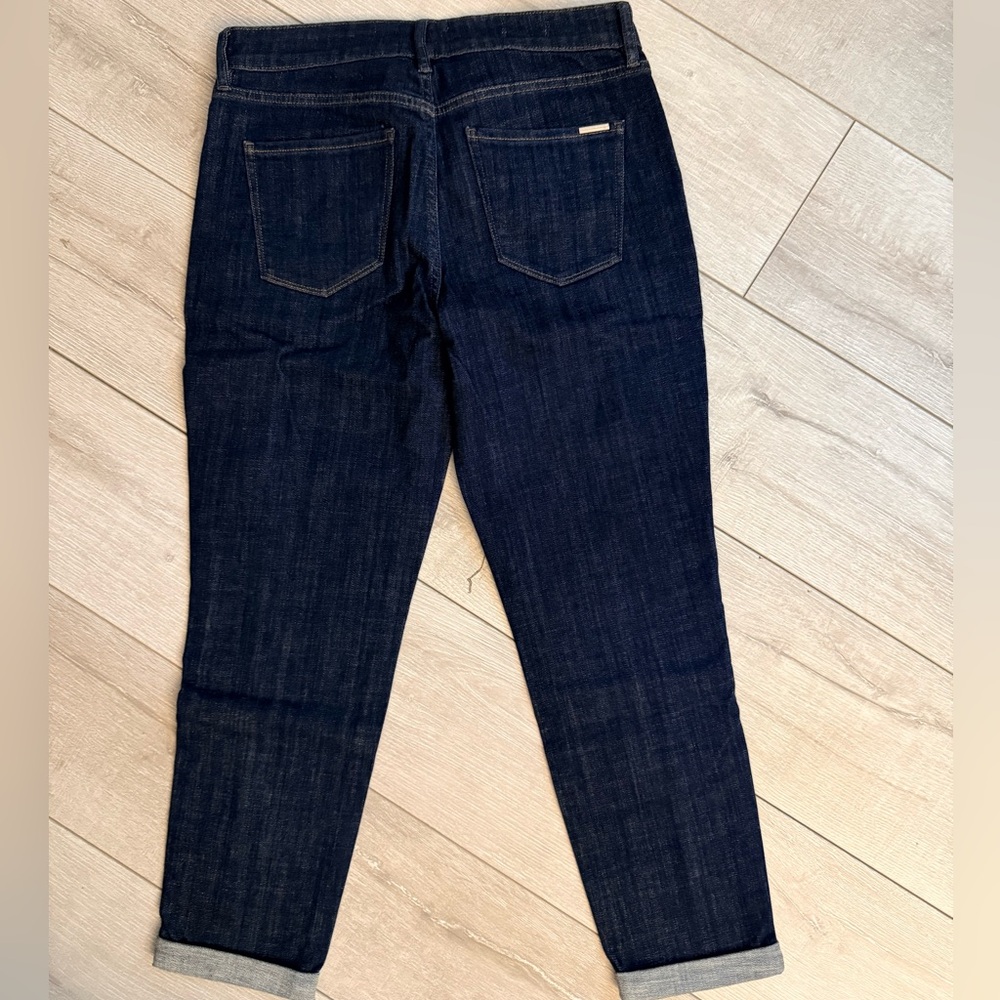 White House Black Market Dark Blue Jeans with Gold Embroidery - Picture 5 of 8